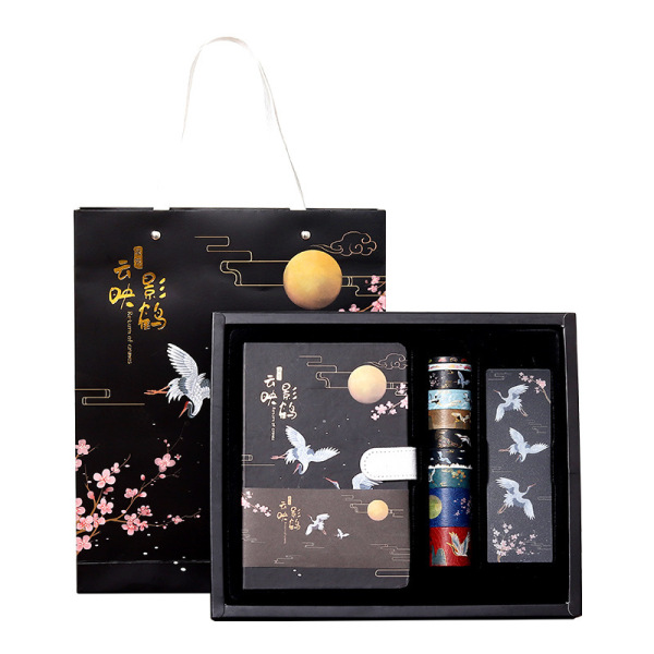 創(chuàng)意古風(fēng)手賬本禮盒套裝 貼紙和紙膠帶+書簽+磁扣手帳本組合禮盒 辦公小禮品