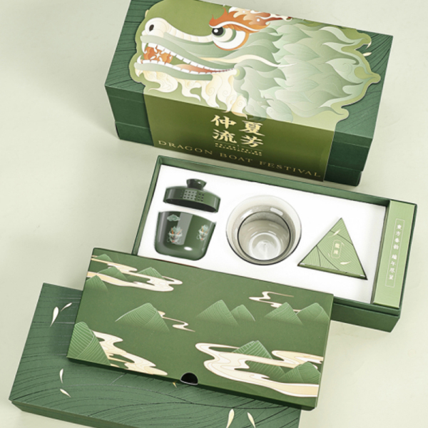 【仲夏流芳B】2023創(chuàng)意中式端午禮盒 競(jìng)舟茶具+粽葉香插+艾草香+龍珠茶丸+粽子4 端午送客戶(hù)什么1